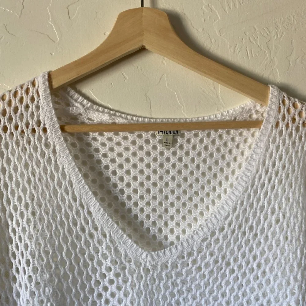 14th & Union Open Crochet Knit Sweater Size Large